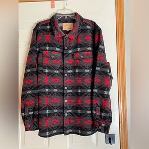 Men’s Powder River Outfitters Panhandle black red Aztec print button shirt. XL